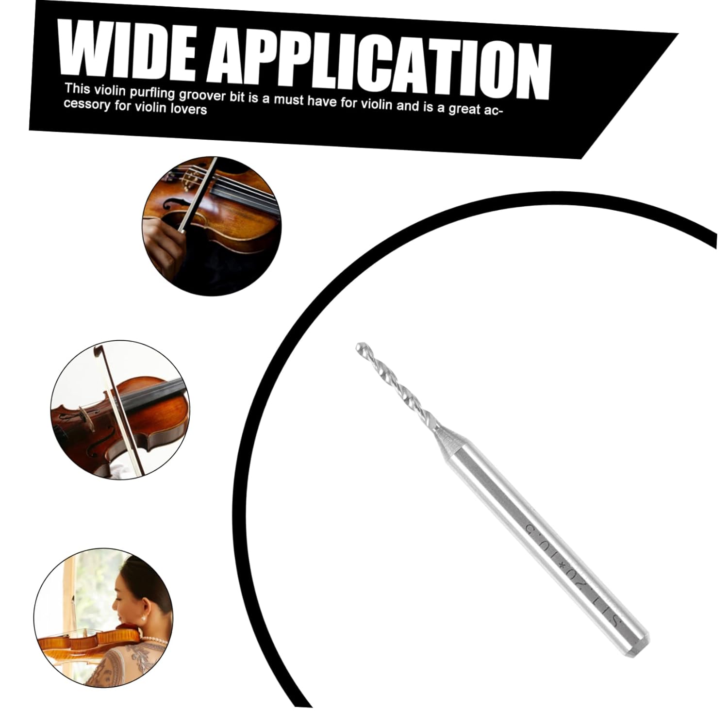 Abaodam 4pcs Violin Bit Violin Case Wisking Tool Electric Violin Making Cello Part Electric Purfling Groove Milling Viola Tuner Electric Tools Violin Part Violin Accessories Alloy - Image 4