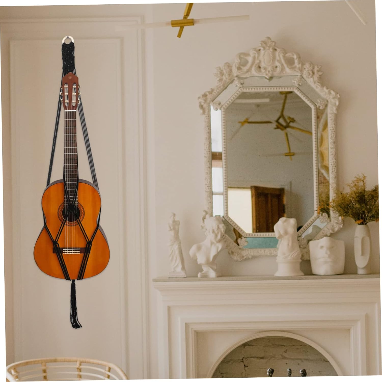 Happyyami Guitar Lanyard Wall Mounted Clothing Rack Macrame Hanging Shelf Hanging Flower Pot String Plant Hanger Ukulele Hanger Guitar Wall Bracket Guitar Net Strap Electric Guitar Belt - Image 5