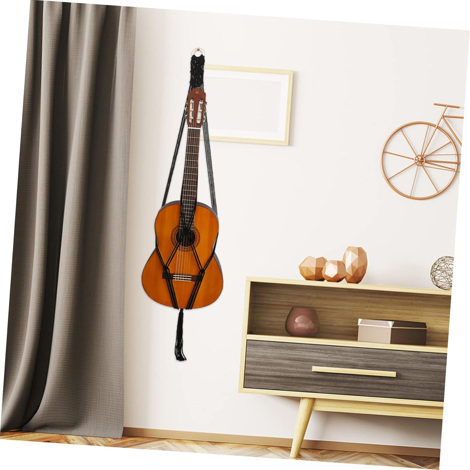 Happyyami Guitar Lanyard Wall Mounted Clothing Rack Macrame Hanging Shelf Hanging Flower Pot String Plant Hanger Ukulele Hanger Guitar Wall Bracket Guitar Net Strap Electric Guitar Belt - Image 7