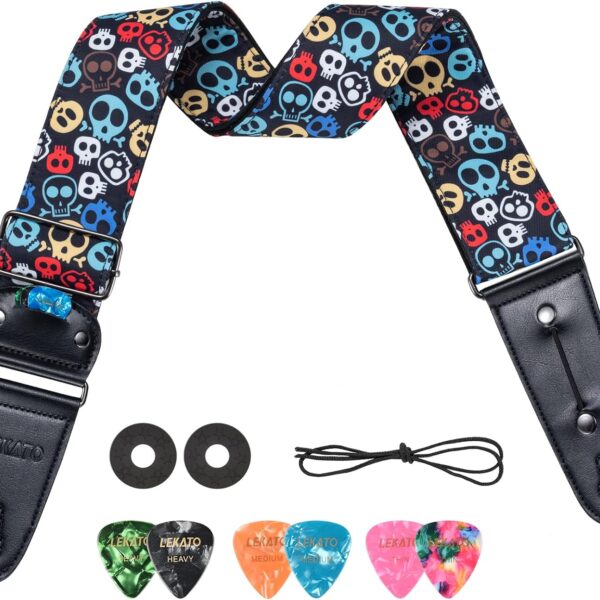 LEKATO Guitar Strap, Electric Acoustic Guitar Strap Guitar Straps with Leather Ends Adjustable Guitar Shoulder Belt