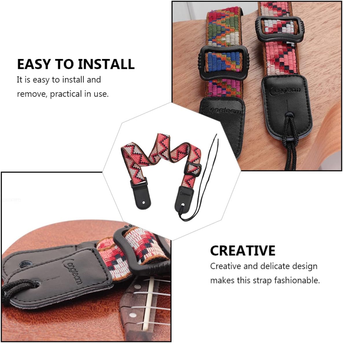 1 Set Ukulele Strap Electric Guitar Strap Adjustable Straps Eleguitar Guitar Kids Suit Belts for Kids Leather Leash Ukulele Shoulder Strap Harp Braided Tape Baby Leather Bass - Image 5