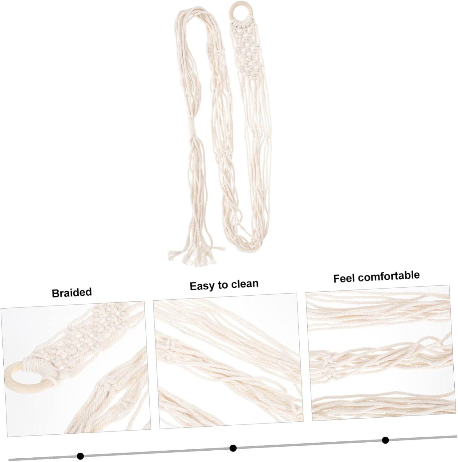 ibasenice guitar lanyard guitar net rope plant hanger guitar hanging holder guitar hanging belt guitar holder wall mounted clothes rack Guitar Decorative Belt cotton white sling Storage - Image 8