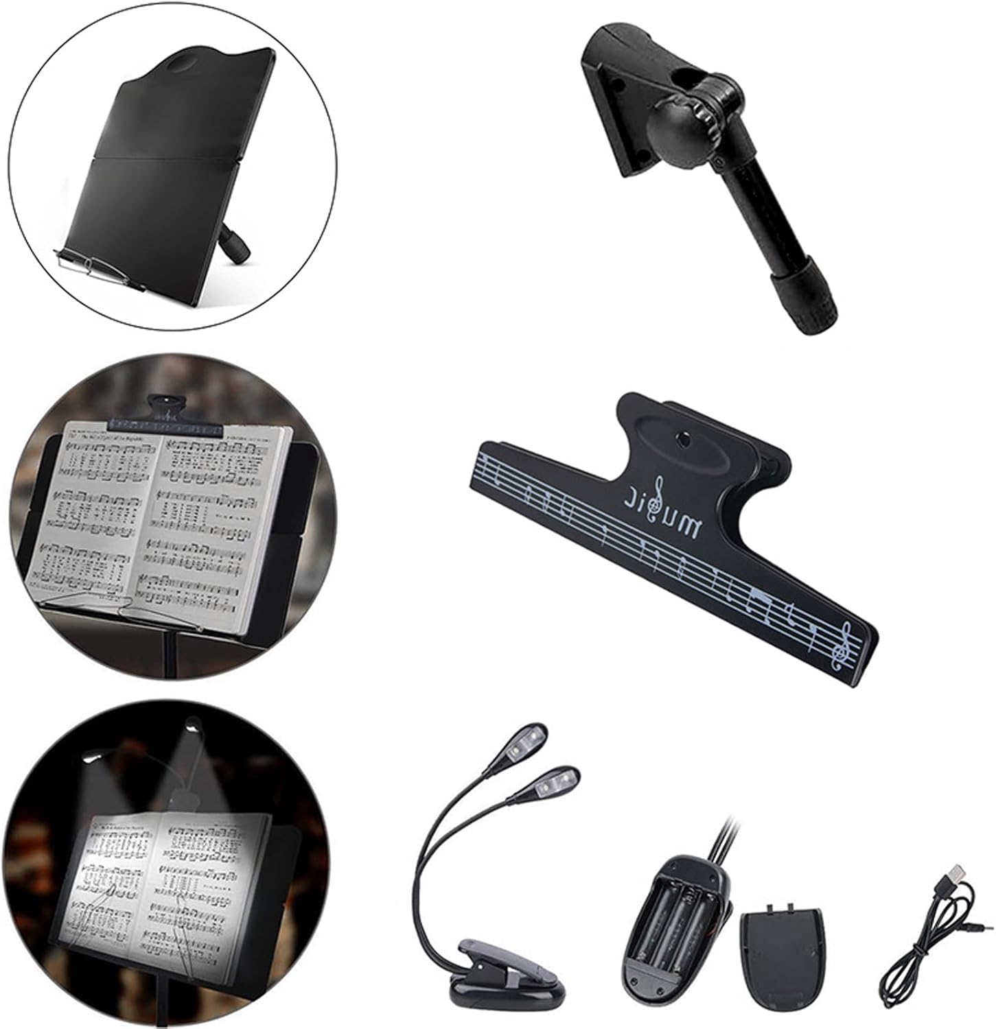 Buhelyc Sheet Music Stand, Tabletop Music Book Stand with Portable Carrying Bag, Portable, with Music Sheet Clip Holder, Heavy Duty, Music Stand for Keyboard, for Violin, Guitar, Ukulele, Drums - Image 5