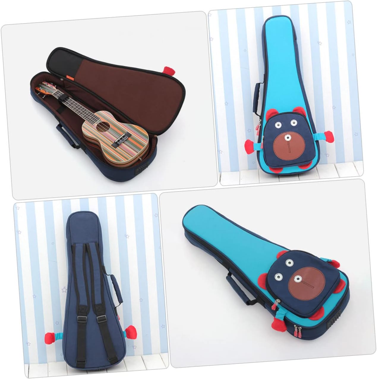 COOPHYA Black Plaid Bag Waterproof Ukulele Case Ukulele Bag Waterproof Container Backpack Black Travel Container Ukulele Carry Case Ukulele Pouch Guitar Case Adjustable Piano Stand Sponge - Image 6