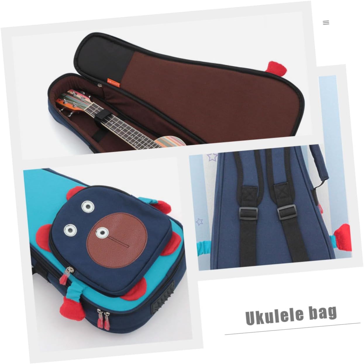 COOPHYA Black Plaid Bag Waterproof Ukulele Case Ukulele Bag Waterproof Container Backpack Black Travel Container Ukulele Carry Case Ukulele Pouch Guitar Case Adjustable Piano Stand Sponge - Image 5