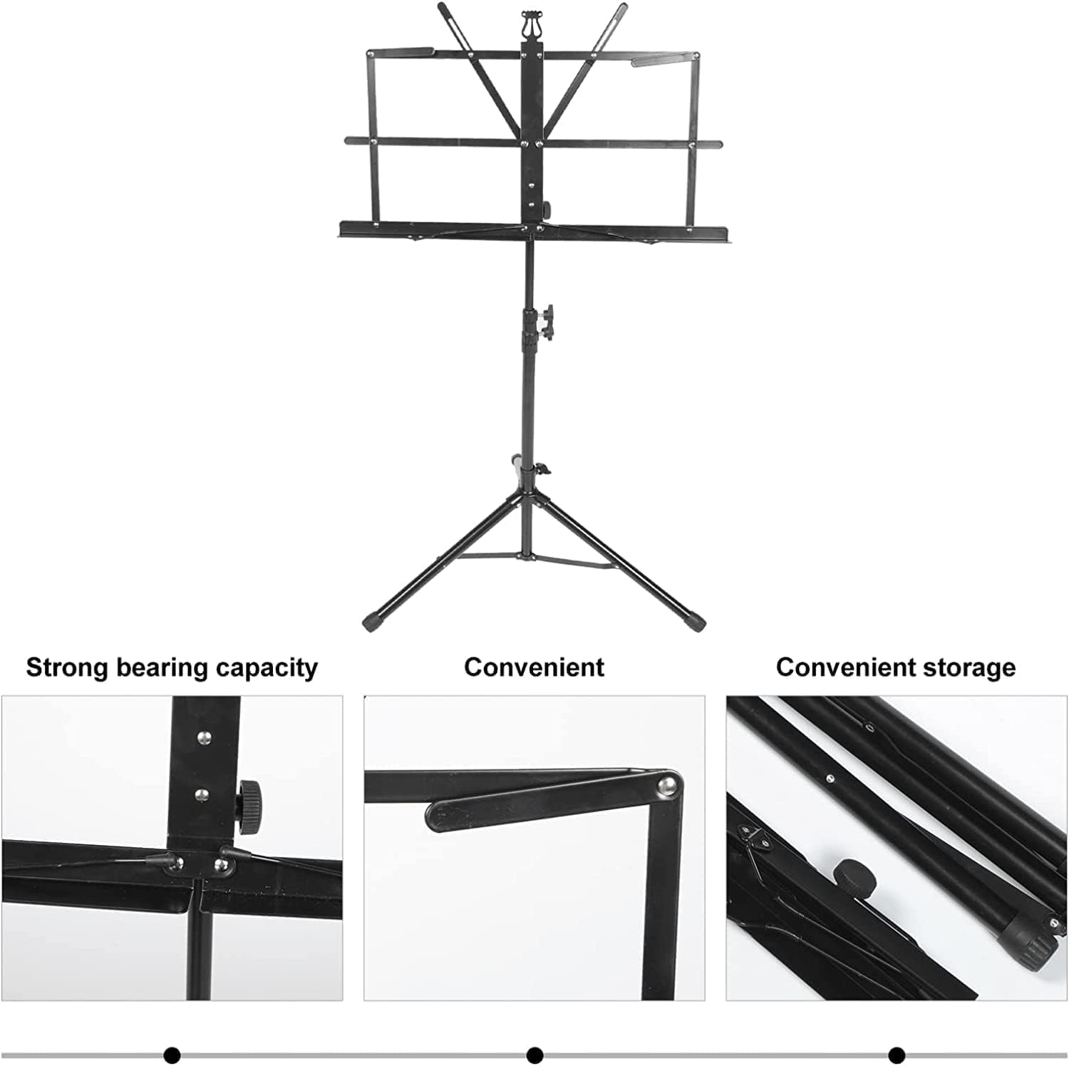 XiRah Sheet Orchestral Portable s Adjustable Height Music Holder Portable Folding Sheet s Ukulele Violin Book Stands - Image 2