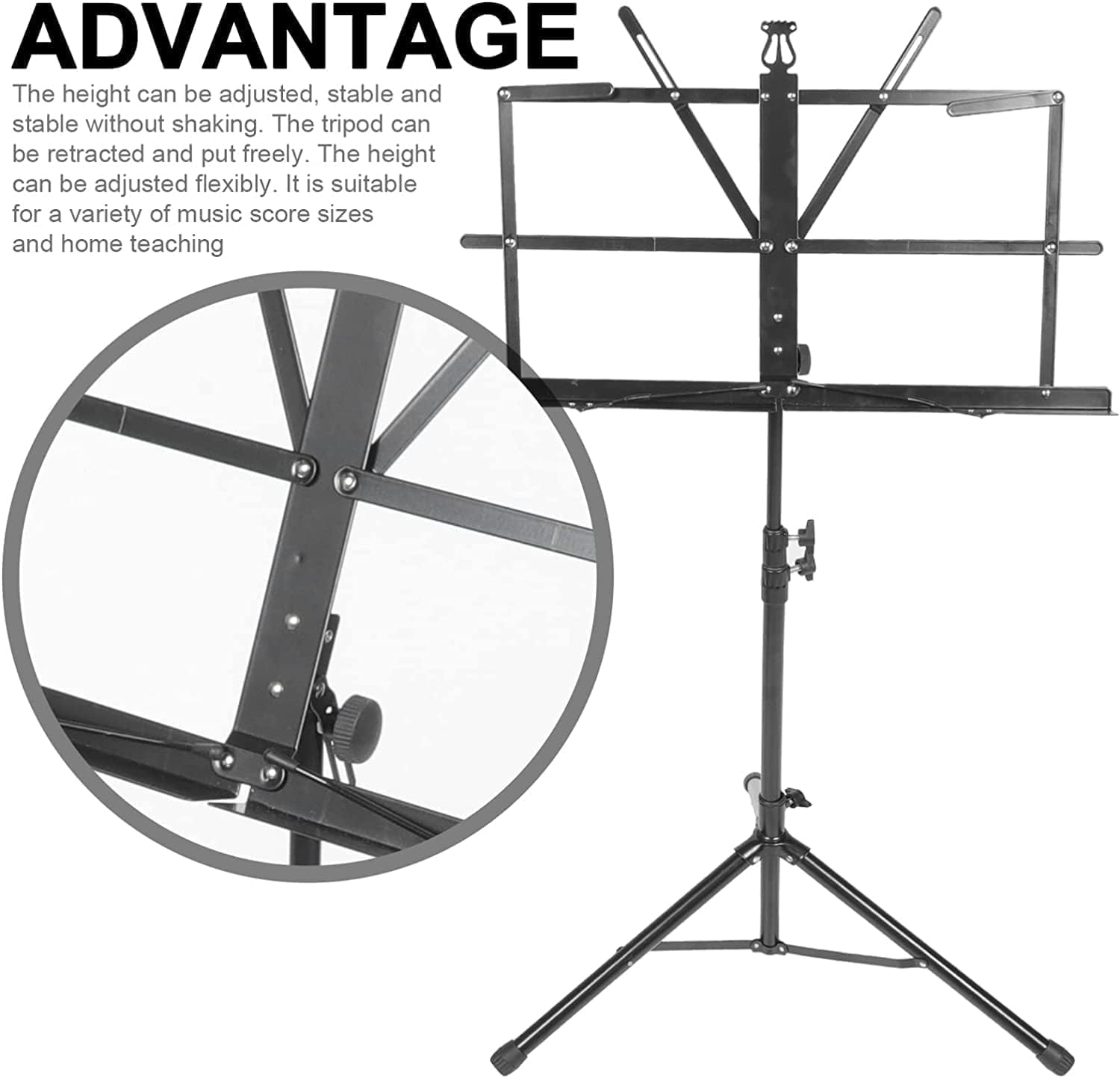 XiRah Sheet Orchestral Portable s Adjustable Height Music Holder Portable Folding Sheet s Ukulele Violin Book Stands - Image 6