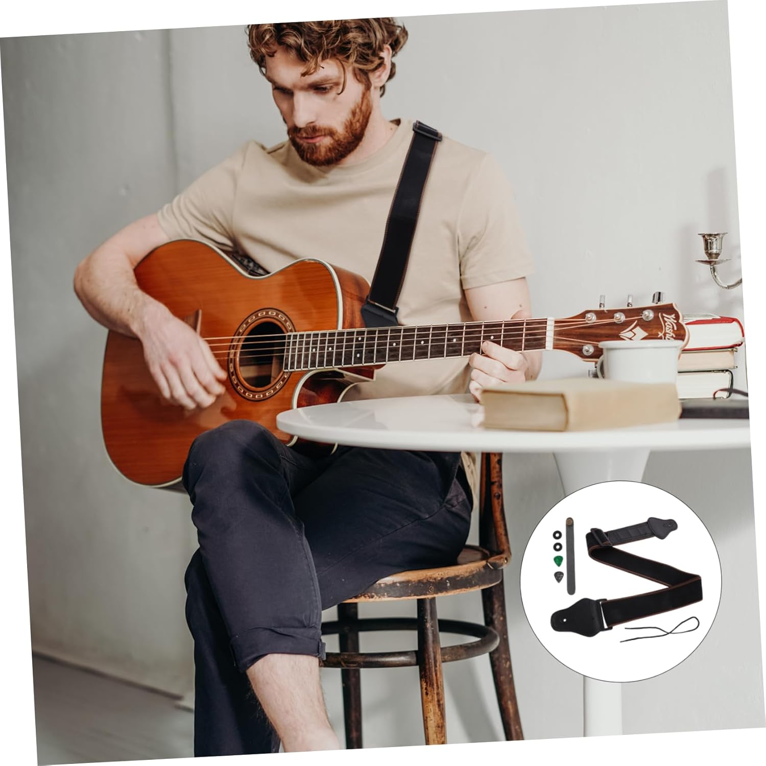 Abaodam 3 Sets Guitar Strap Set Simple Guitar Belt Ukulele Picks Guitar Head Fixing Strap Bass Guitar Strap Electric Guitar Strap Folk Guitar Strap Guitar Neck Strap Ballad Decorate Rubber - Image 7