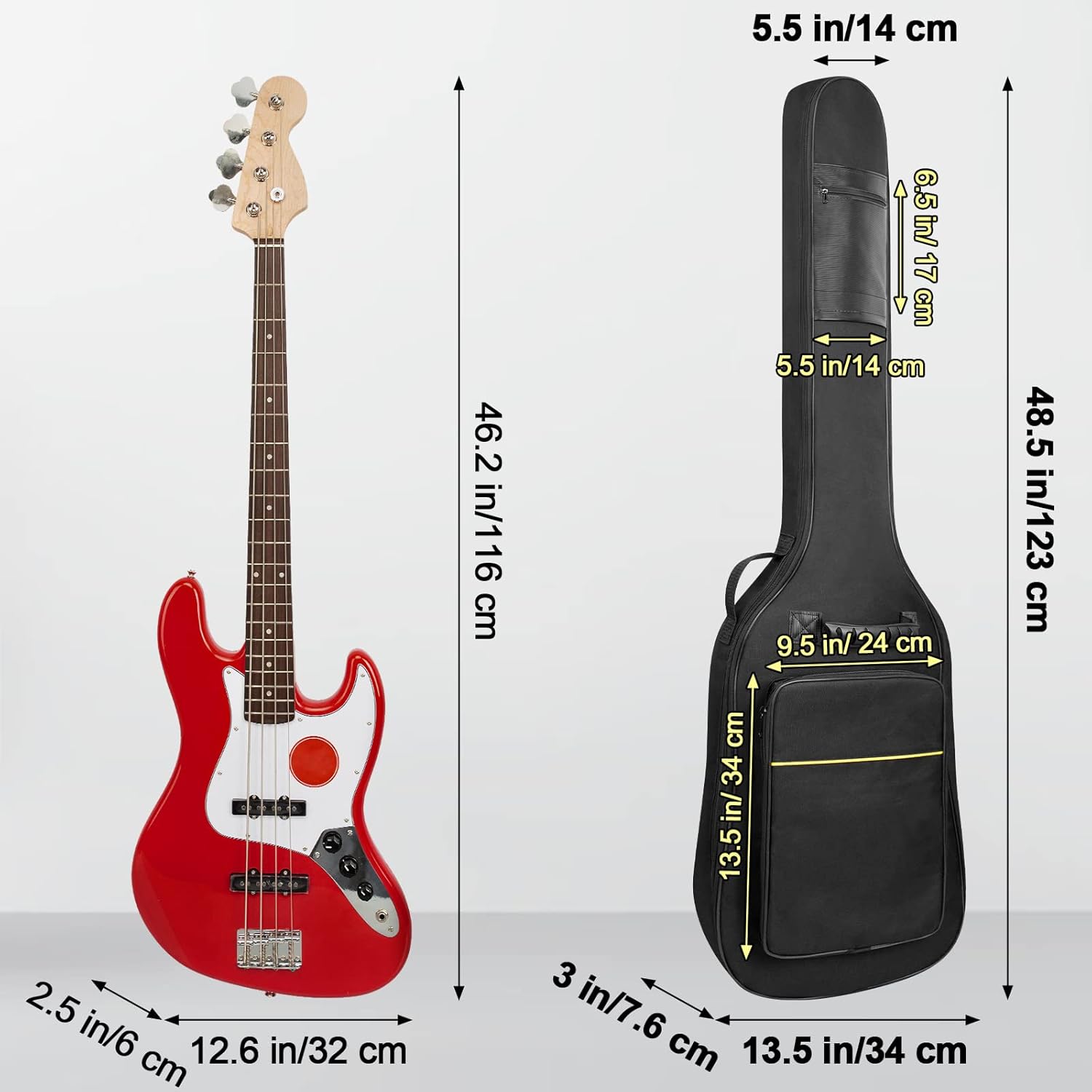 HOHIYO Bass Guitar Bag 7mm Padding Waterproof Electric Bass Case, Soft ...