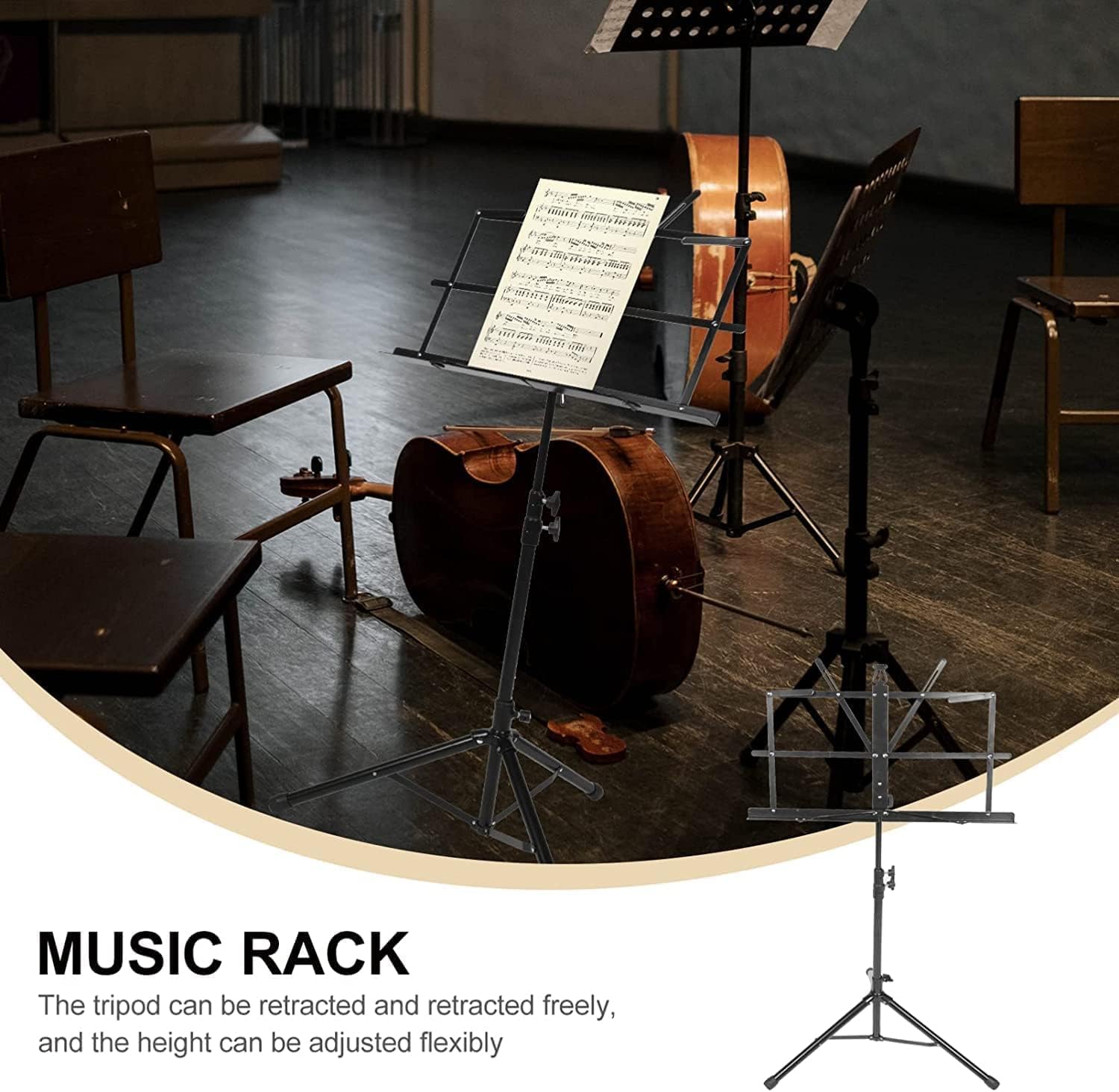 XiRah Sheet Orchestral Portable s Adjustable Height Music Holder Portable Folding Sheet s Ukulele Violin Book Stands - Image 3
