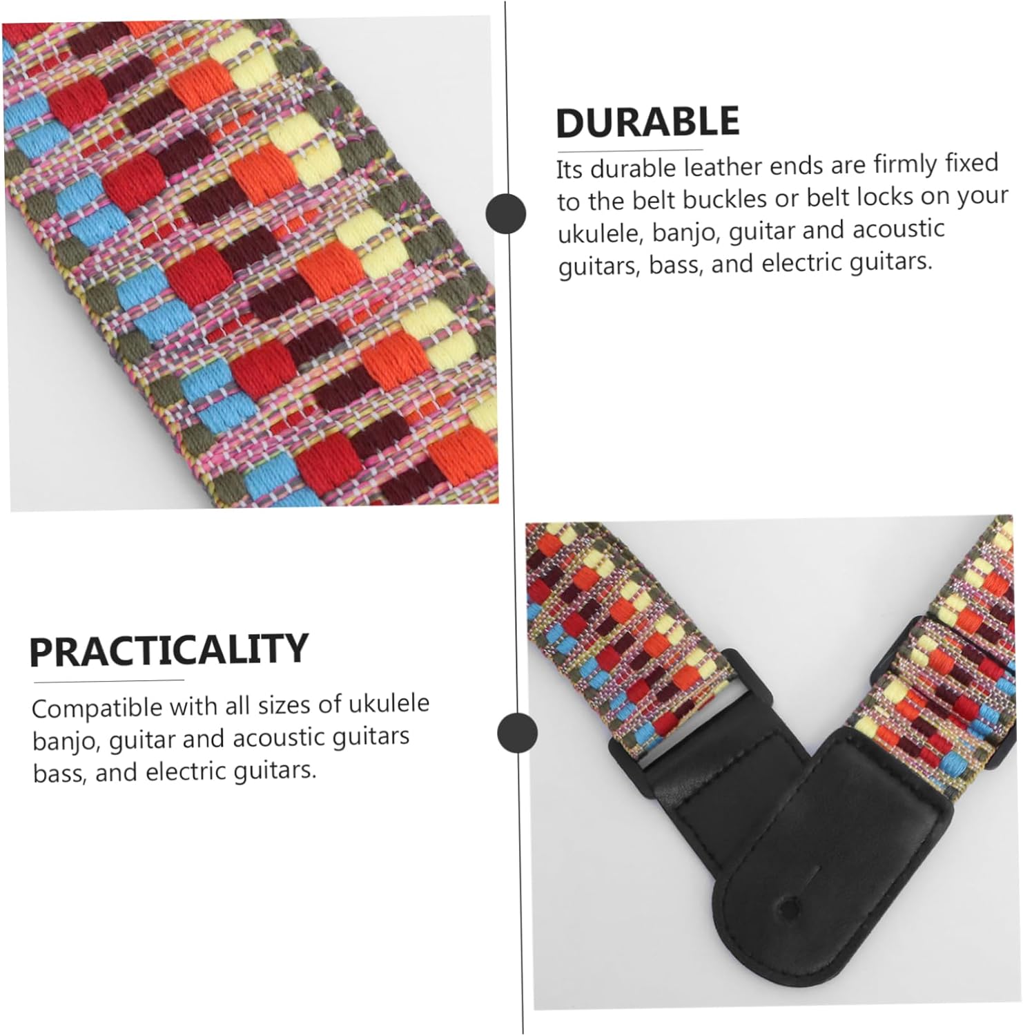 Mikinona Cotton Guitar Strap Mandolin Strap Uk Guitar Accessories Belt Electric Guitar Strap Guitars Guitar Accesories Music Hooks Bass Guitar Banjo Electric Guitar Accessories Child Guitar - Image 4