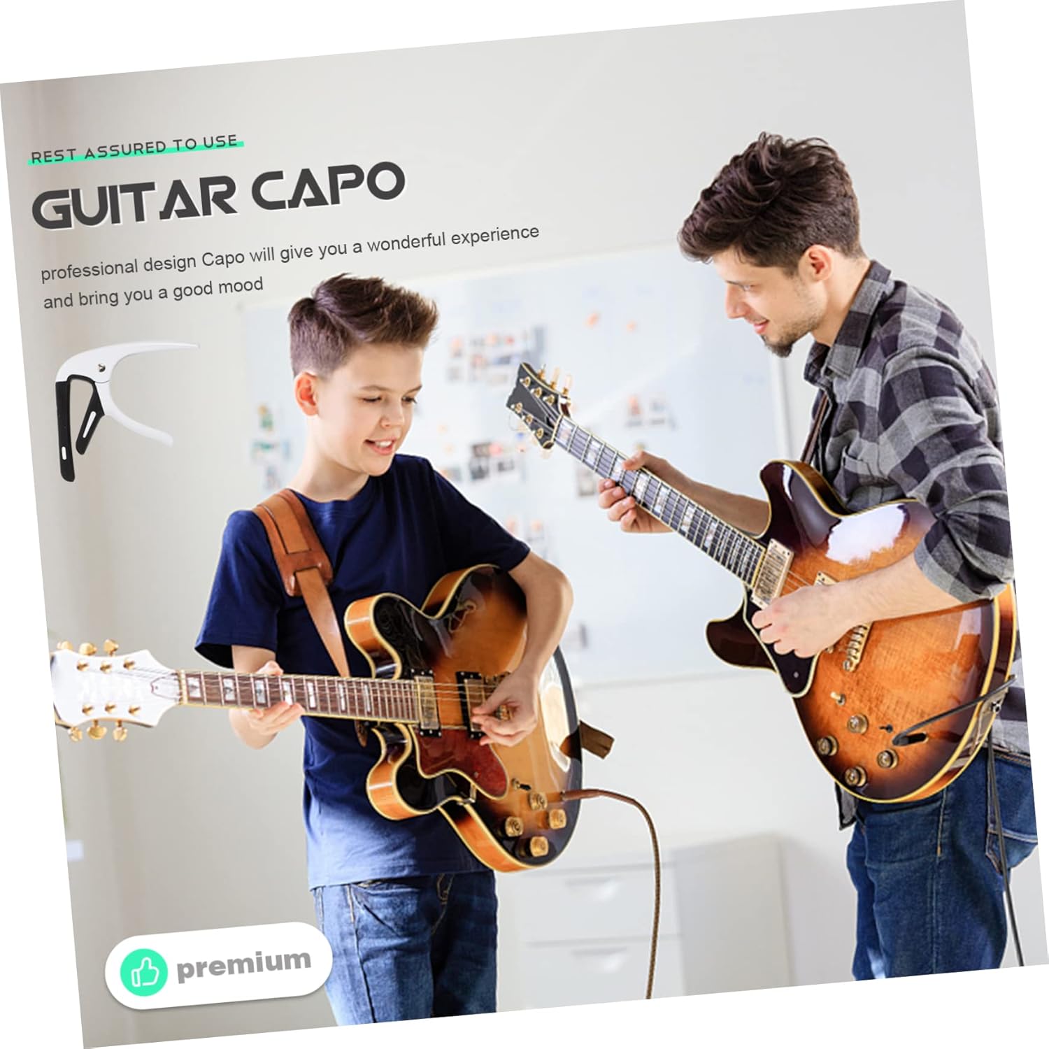 Milisten Guitar Tone Modified Clip 1 Set Guitar Capo Guitar Finger Ukulele Capo Banjo Capos Guitar Clamp Single Handed Capos Guitar Tone Modified Bass Plectrums Metal Tuning White Strap - Image 7