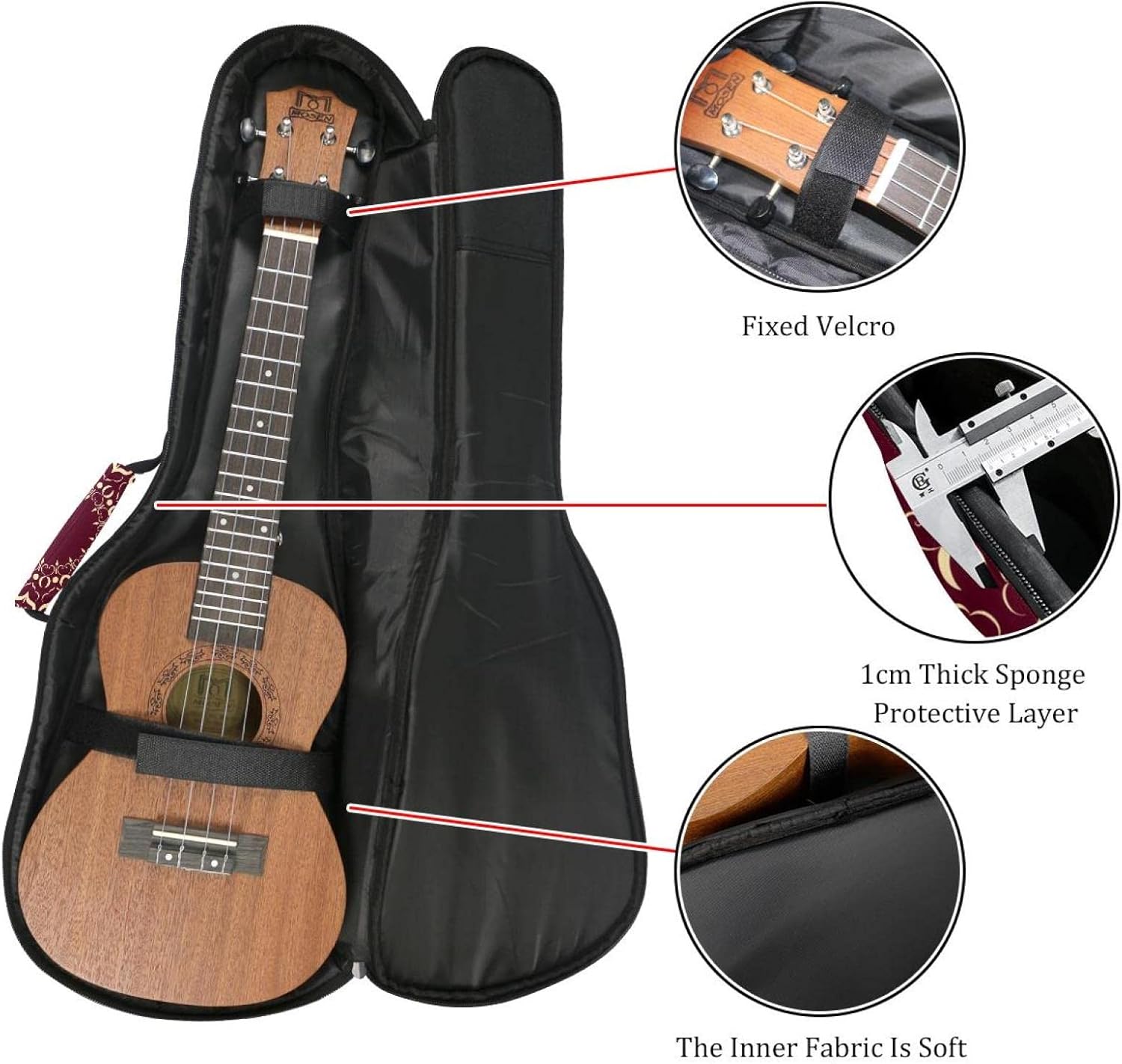 Borsa Per Ukulele In Tessuto Oxford Impermeabile Con Tasca Esterna - Morbida, Antiurto E Con Tracolla Regolabile