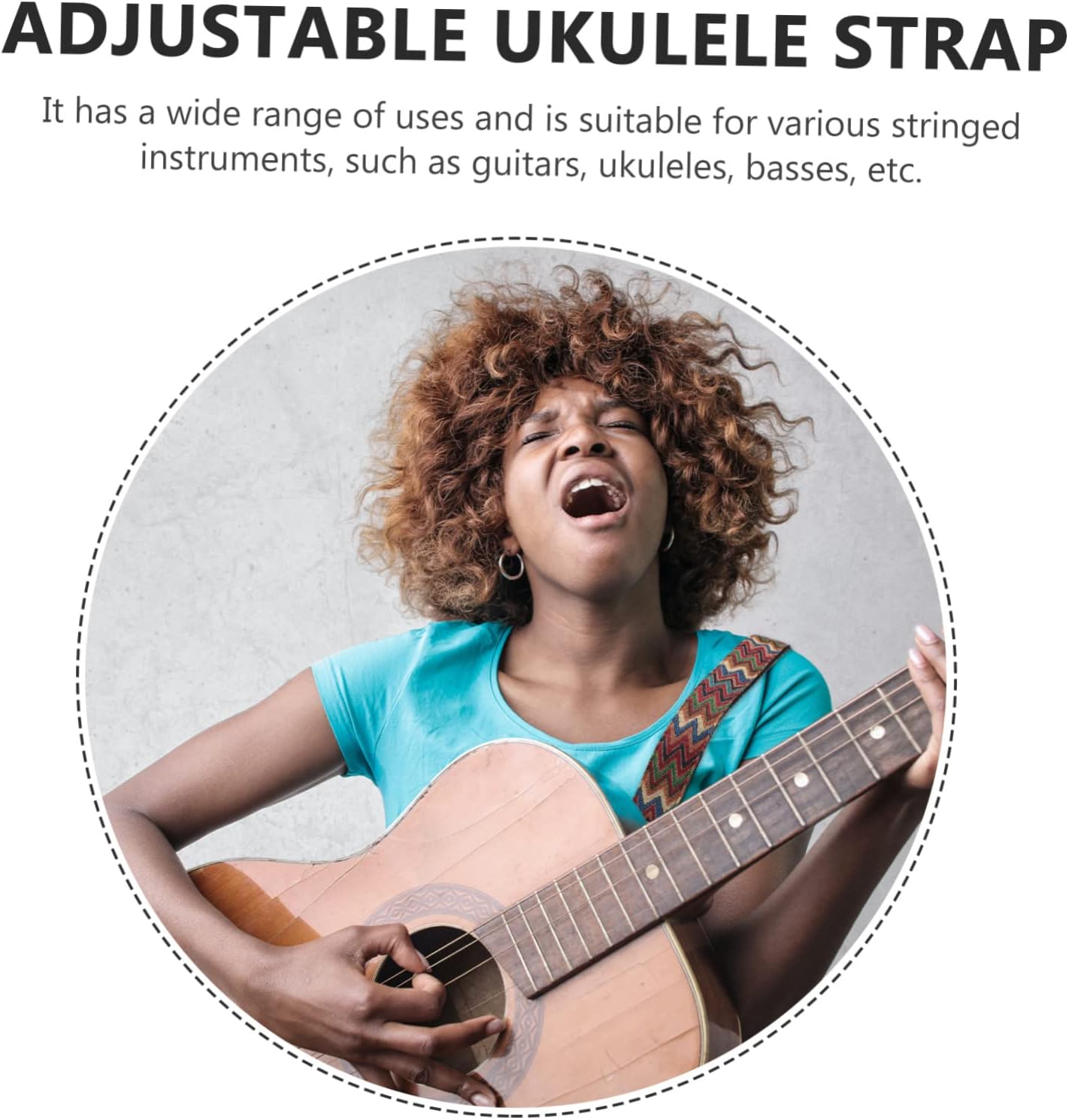 HEMOTON 1pc Guitar Strap Bass Strap Electric Guitar Adjustable Guitar Belt Decked Accessories Adjustable Straps Guitar Headstock Strap Guitar Shoulder Strap Ukulele Nail Hook Cotton - Image 4