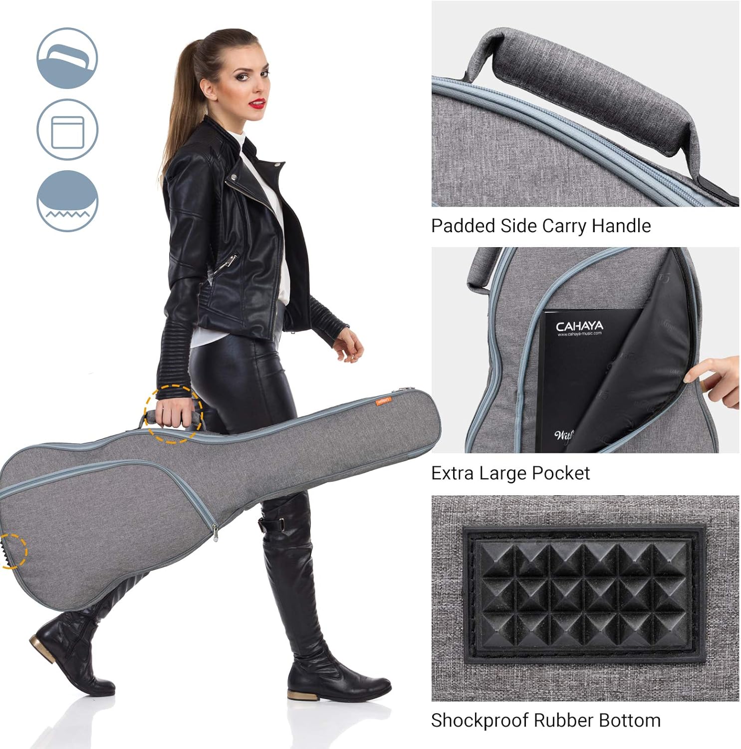 CAHAYA Electric Guitar Gig Bag 39 Inch Electronic Guitar Case 9MM Padding Waterproof Dual Adjustable Shoulder Strap Obtain patent protection, CY0175 - Image 3