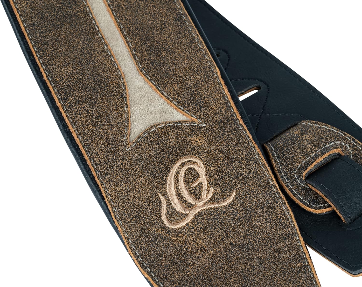 Ortega Guitars Adjustable Bass Strap – Acoustic Bass, Electric Bass – Genuine Leather, Desert Stone (OSBS-3) - Image 3