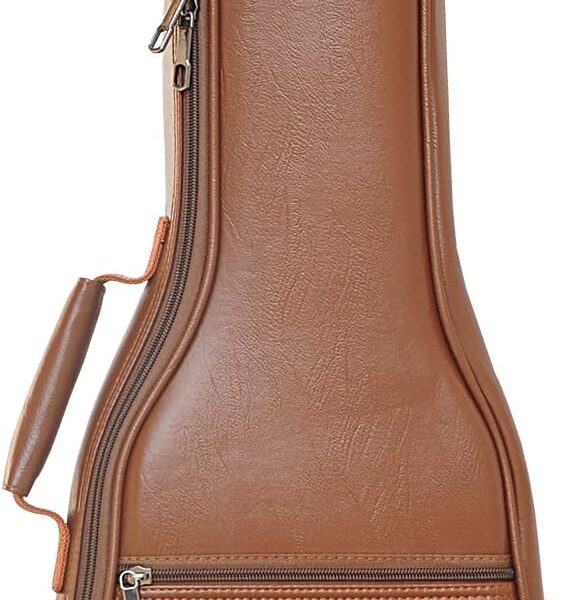 Farcaya Ukulele Case Bag Tenor 26 inchUke Gig Bag Soft Adjustable Dual Shoulder straps Backpack PU Faux Leather with 0.5 inch/12MM Thick Padding Protective Waterproof (Brown 26 Gig Bag)
