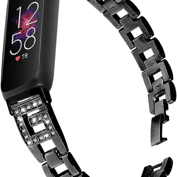 Gimuk Metal Strap for Fitbit Inspire 3 Straps for Women Men, Adjustable Stainless Steel Bands Bling Rhinestone Replacement Strap Bracelet Wristbands for Fitbit Inspire 3