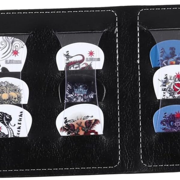 HEMOTON Guitar Pick Bag Guitar Pick Pocket Bass Stand Electric Guitar Pick Plastic Acoustic Guitar Pick Ukulele Picks Storage Bag Wallet-type Pick Holder Supplies Leather