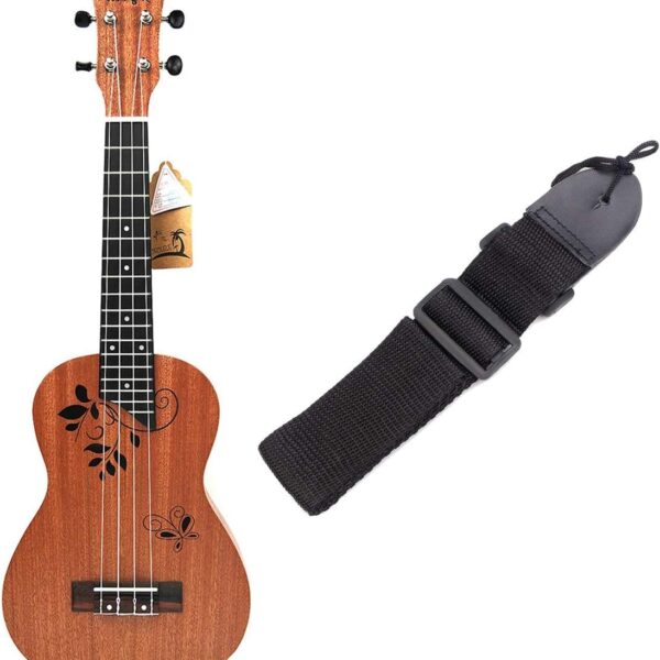 Haopeuk Acoustic Ukulele Guitar Black Strap Belt Adjustable Nylon Ends with 23 Inch Ukulele Concert Ukulele 23 Inch