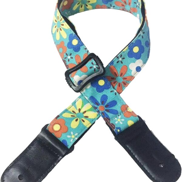 ONURTH Punk Cartoon Woven Flower Jacquard Guitar Strap Electric Acoustic Pink Camo For Ukulele Small Guitar strapLength Adjustable 135-150cm