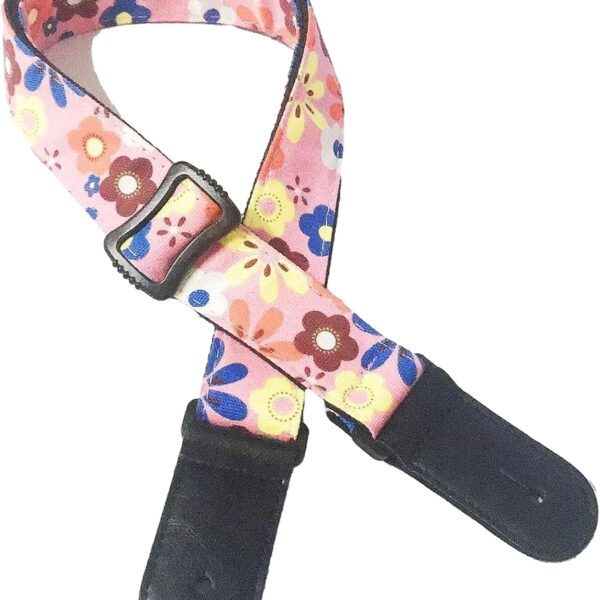 OUTFYT Punk Cartoon Woven Flower Guitar Strap Electric Acoustic Pink Camo Ukulele Small Guitar strapLength Adjustable 135-150cm
