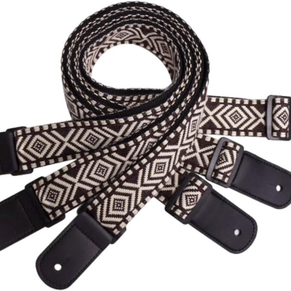 OUTFYT Rock Punk Jacquard Embroidery Cotton Flower Guitar Strap Electric Acoustic Deep Purple 3D Ukulele Length Adjustable 70-125cm