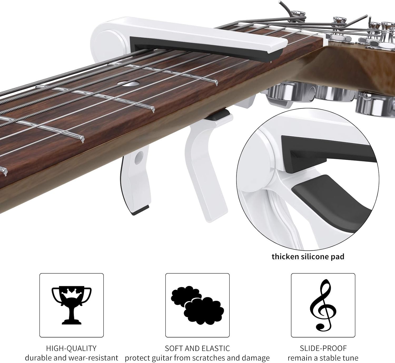 Guitar Capo Quick Change Capo for 6-String Acoustic Guitar Electric Guitar Classical Guitar Ukulele Capotastos Capo (White) - Image 7