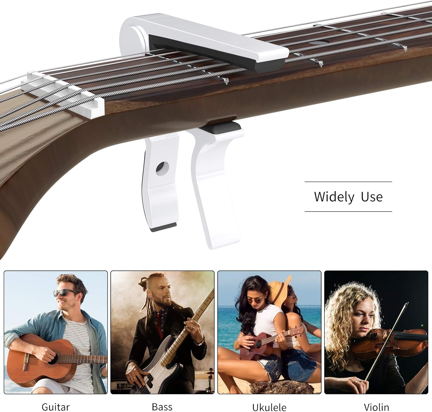 Guitar Capo Quick Change Capo for 6-String Acoustic Guitar Electric Guitar Classical Guitar Ukulele Capotastos Capo (White) - Image 3