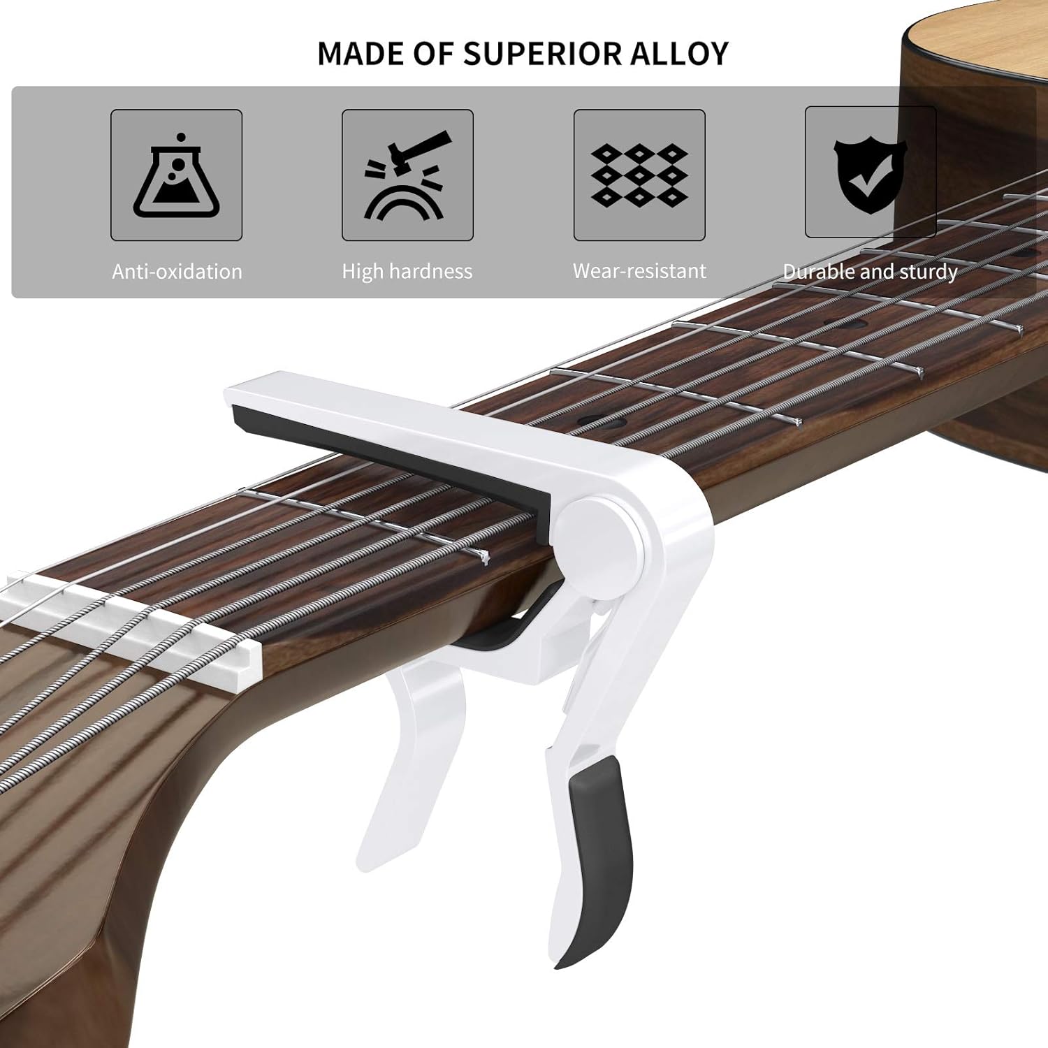 Guitar Capo Quick Change Capo for 6-String Acoustic Guitar Electric Guitar Classical Guitar Ukulele Capotastos Capo (White) - Image 8
