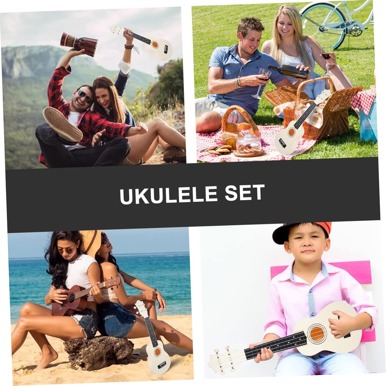 1 Set 12 Ukulele for Beginners Lightweight Guitar with Carry Bag Tuner Strap and Cloth Present for Adults for Indoor and Outdoor Play - Image 10