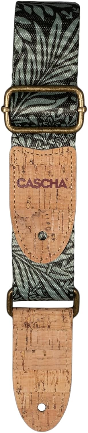 Cinghia Ukulele CASCHA Vegan Cork-Olive Jungle – Regolabile 76-139 Cm, Ecologica E Confortevole