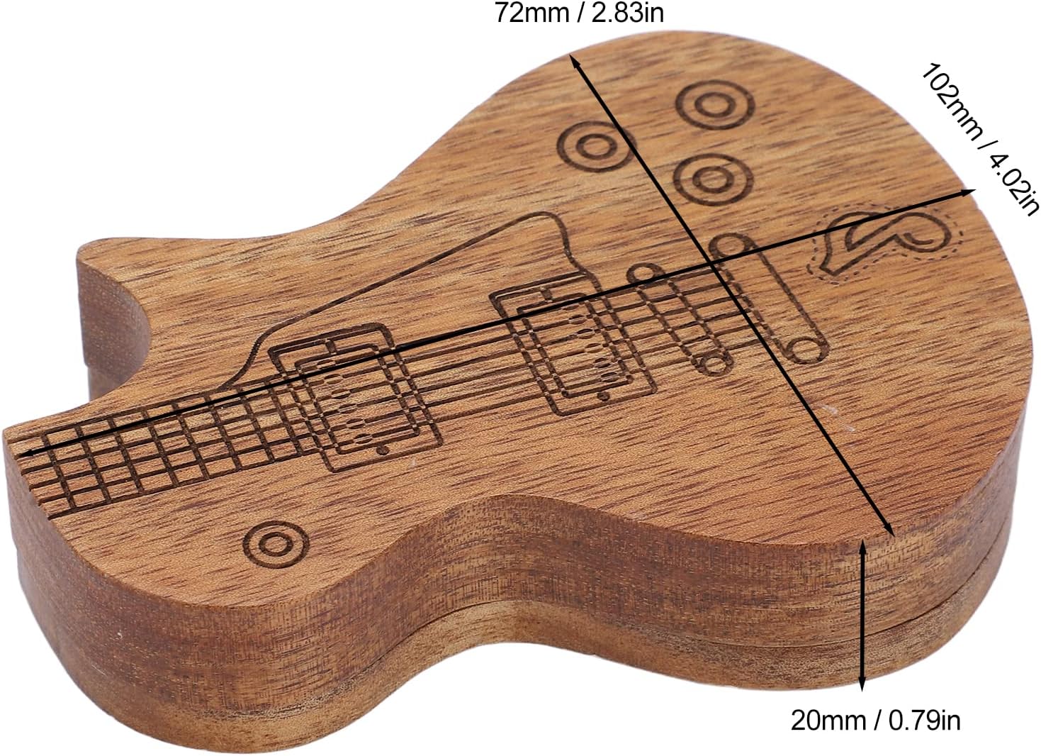 Yosoo Health Gear Guitar Picks Personalised Holder Case, Mini Wooden Guitar Shaped Pick Holder Ukulele Bass Picks Storage Box Guitar Plectrums Container for Guitarist Music Lovers Gifts - Image 10