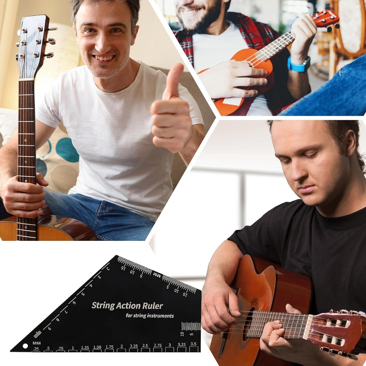 Ukulele Ruler Ahuuen Guitar String Action Gauge - Stainless Steel Bass Guitar String ...