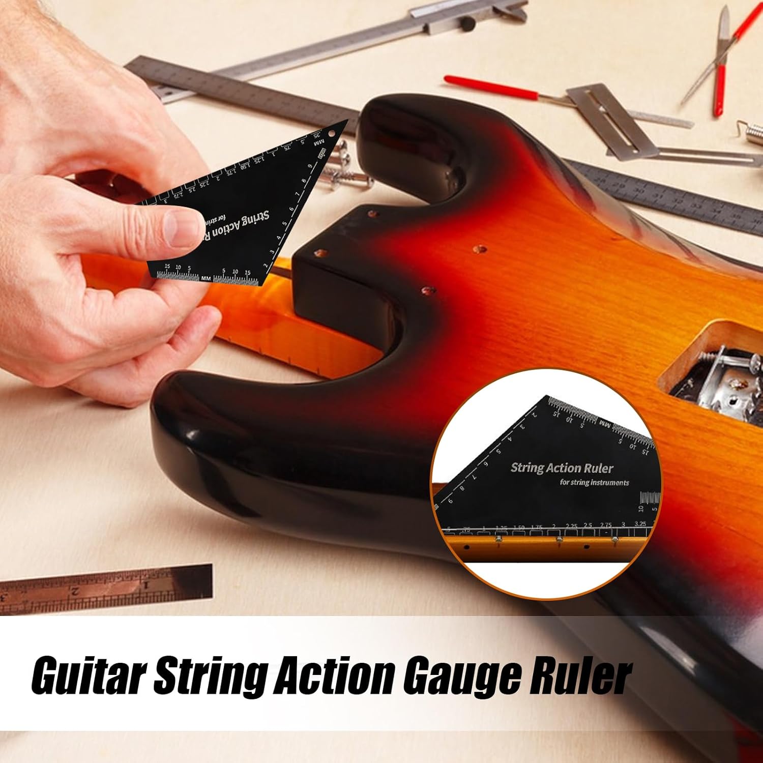 Ukulele Ruler Ahuuen Guitar String Action Gauge - Stainless Steel Bass Guitar String ...