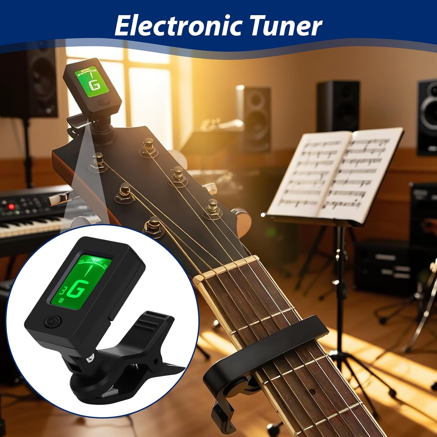 Lotnery Guitar Tuner and Guitar Capo Set with 6 Celluloid Picks (0.46mm ...