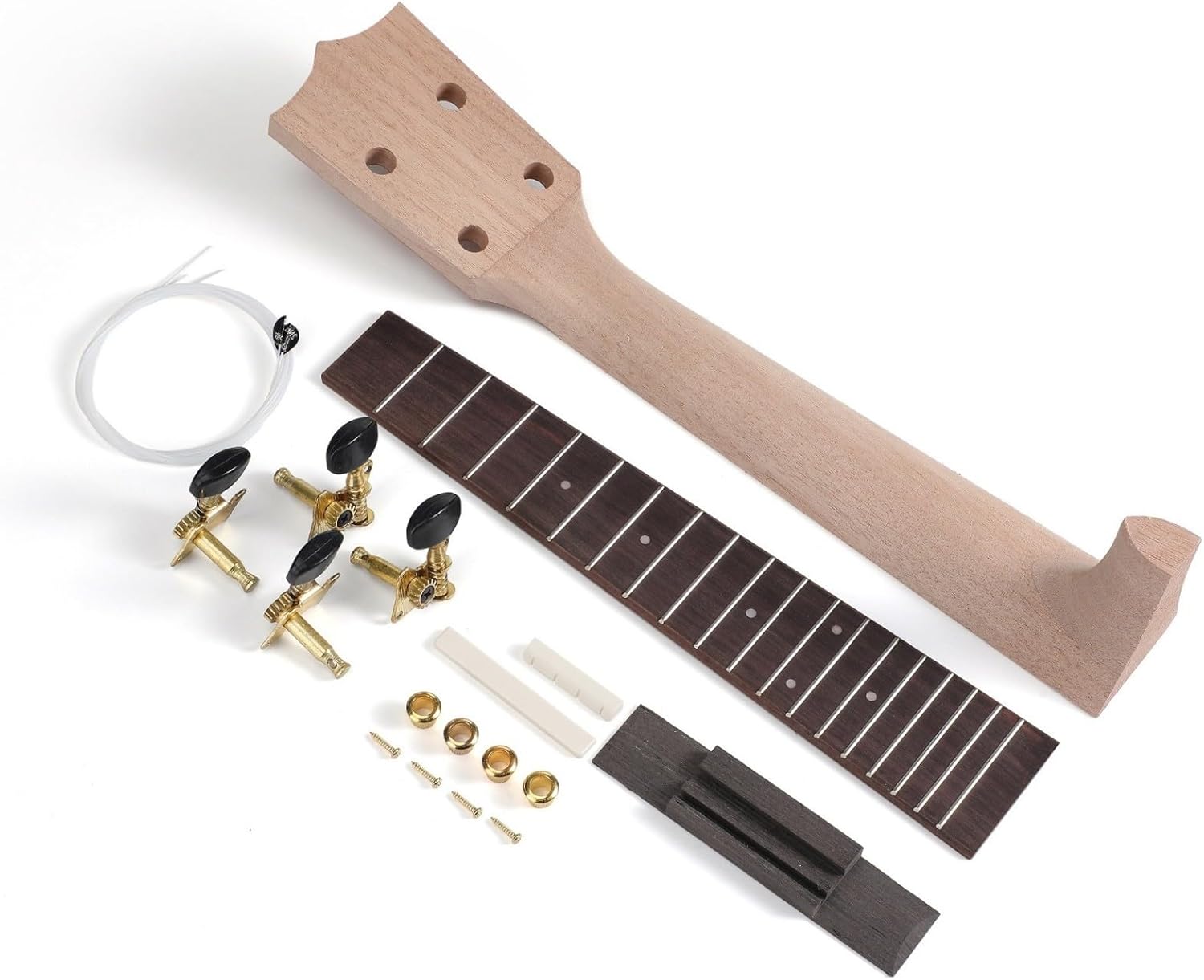 1 Set Ukulele Neck Fretboard Wood Fingerboard Musical Instrument Parts Fingerboard Instrument Supplies Ukulele Fretboard Neck Set - Image 3
