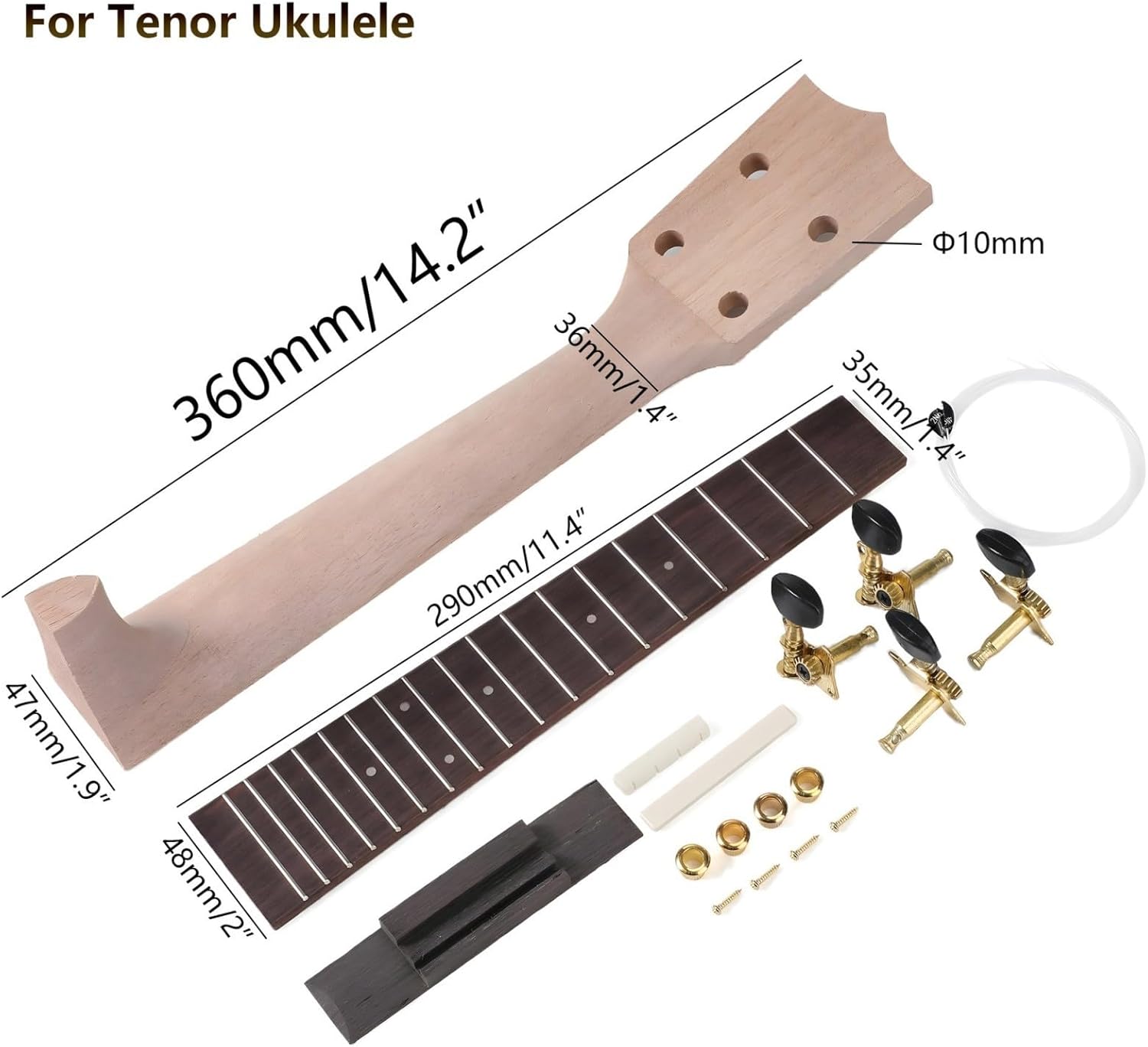 1 Set Ukulele Neck Fretboard Wood Fingerboard Musical Instrument Parts Fingerboard Instrument Supplies Ukulele Fretboard Neck Set - Image 5