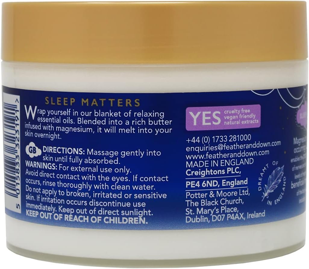 Sleep Butter Feather & Down Magnesium Soothing Sleep Butter (300ml) - With Magnesium ...