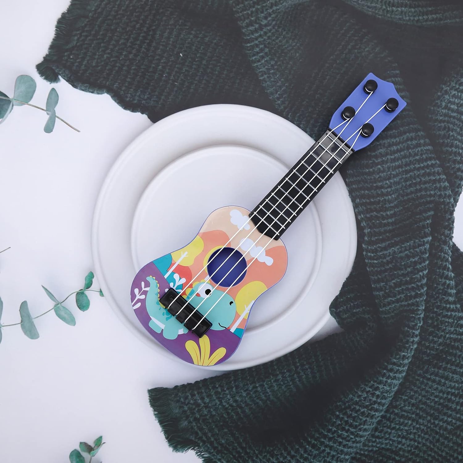 10 inches Kids Ukulele Guitar Toy, Simulation Mini Ukulele with 4 Adjustable Strings, Kids Plastic Ukulele Guitar Toy, Mini Guitar for Boys and Girls (Purple A) - Image 3