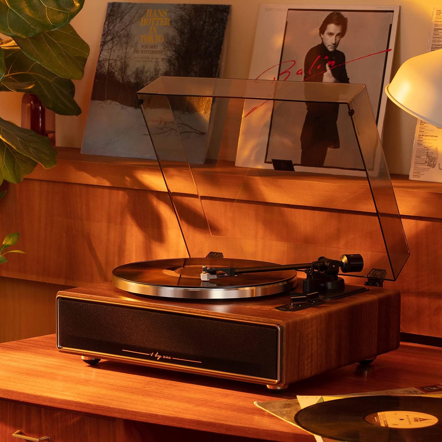 1 BY ONE High Fidelity Belt Drive Bluetooth Turntable with Built-in Speakers, Vinyl Record Player with Magnetic Cartridge, Wireless Playback and Aux-in Functionality, Auto Off - Image 7