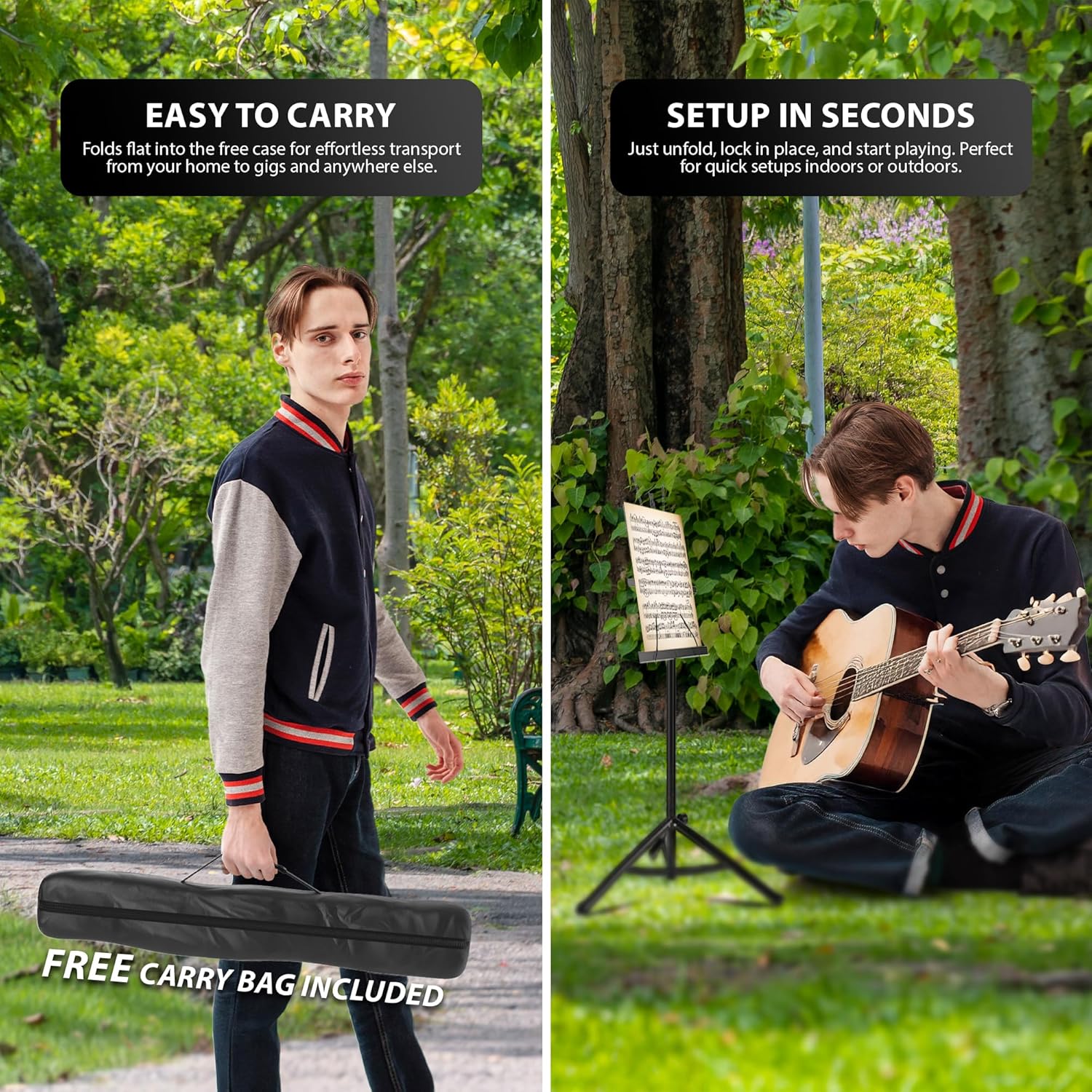 ZENO Music Stand | Music Stands for Sheet Music, Books, Notes | Music Sheet Stand with Music Sheet Clip Holder, Foldable Design & FREE Carry Bag | Heavy Duty Stand | Easy To Carry | Unfolds In Seconds - Image 6