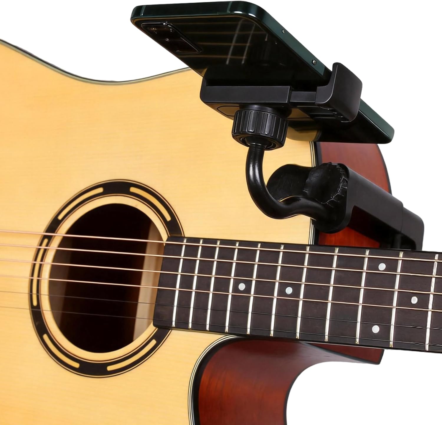 Guitar Head Phone Holder, Universal Smartphone Mount for Guitar Ukulele Plastic 360° Rotating and Adjustable Suitable for Live Broadcast Streaming Online Teaching Video Recording - Image 2