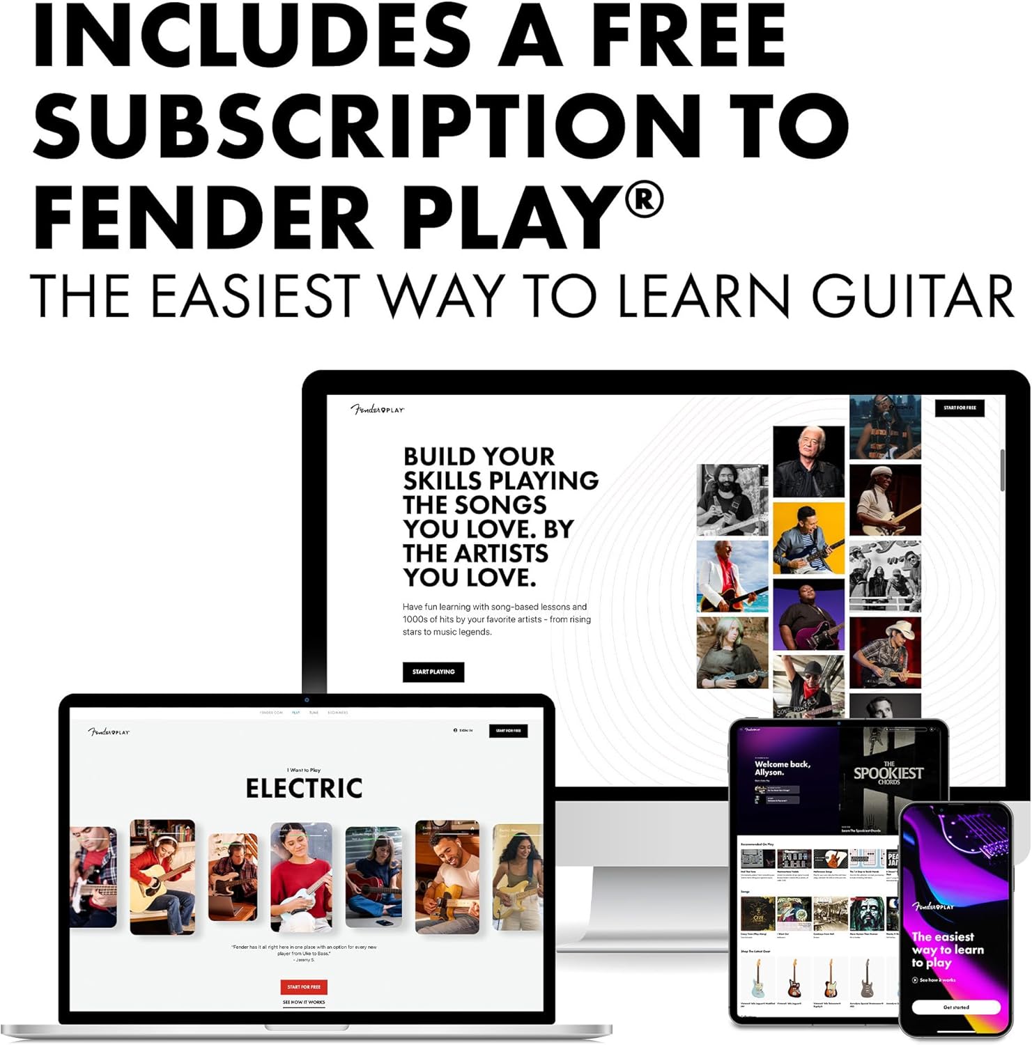 Squier by Fender Sonic Stratocaster Electric Guitar Pack, Maple Fingerboard in Black, Gig Bag, Squier Frontman 10W Amp, Picks, Strap, Cable, Comes with Free Virtual Lessons - Image 4