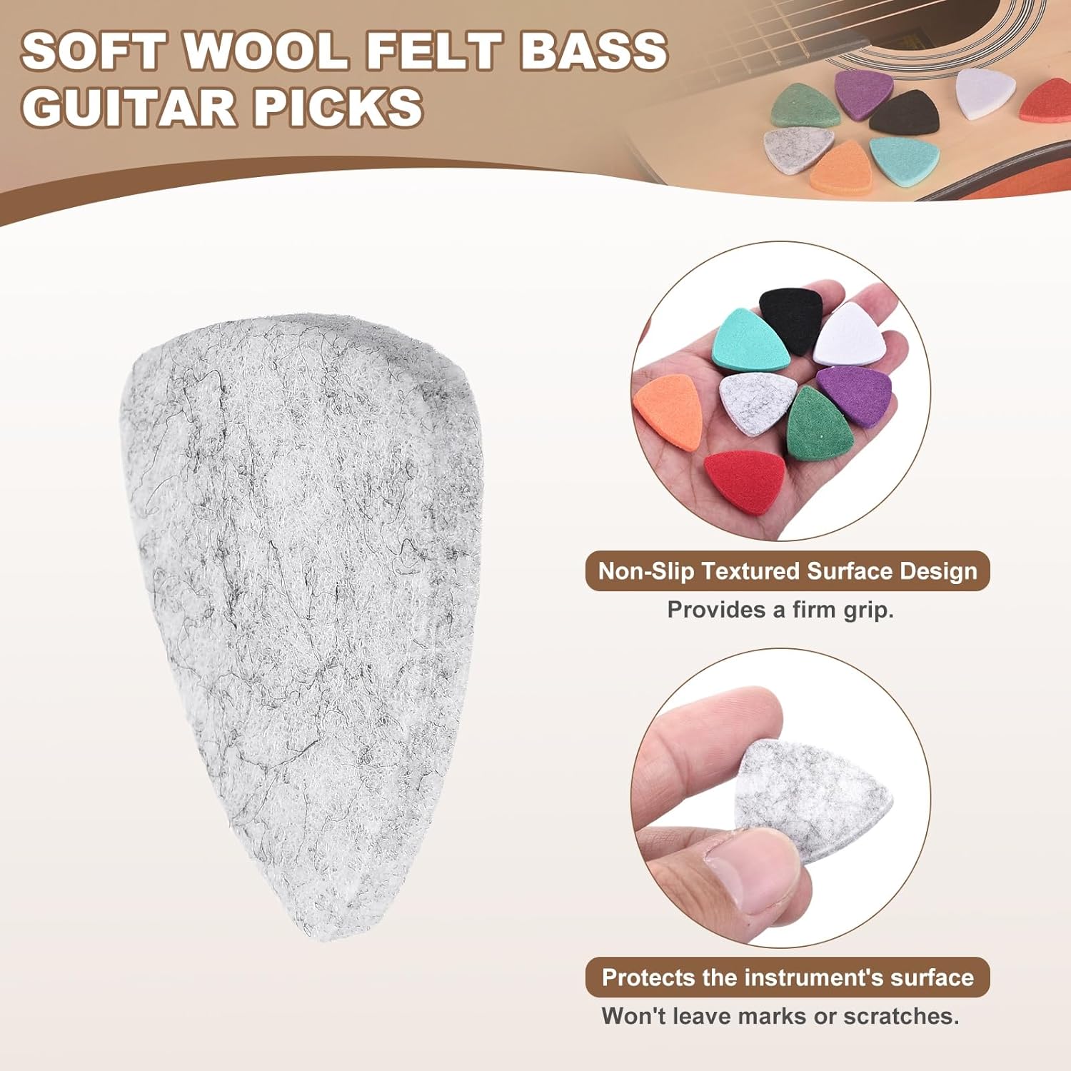 Felt Pick sourcing map 12 Pcs Ukulele Picks, 3.2mm Soft Wool Felt Bass Guitar ...