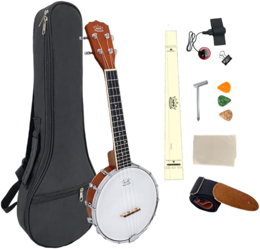 Ukulele Ruler 4-String Banjo Ukulele, Banjolele 23 Inch Concert Size with Premium ...