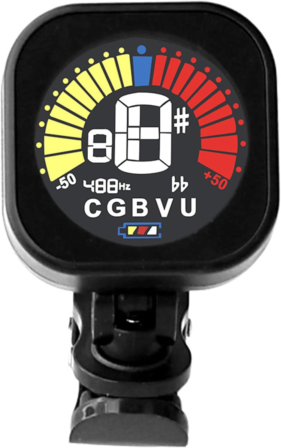 Clip-On Guitar Tuner, Rechargeable Chromatic Tuner with LCD Display for ...
