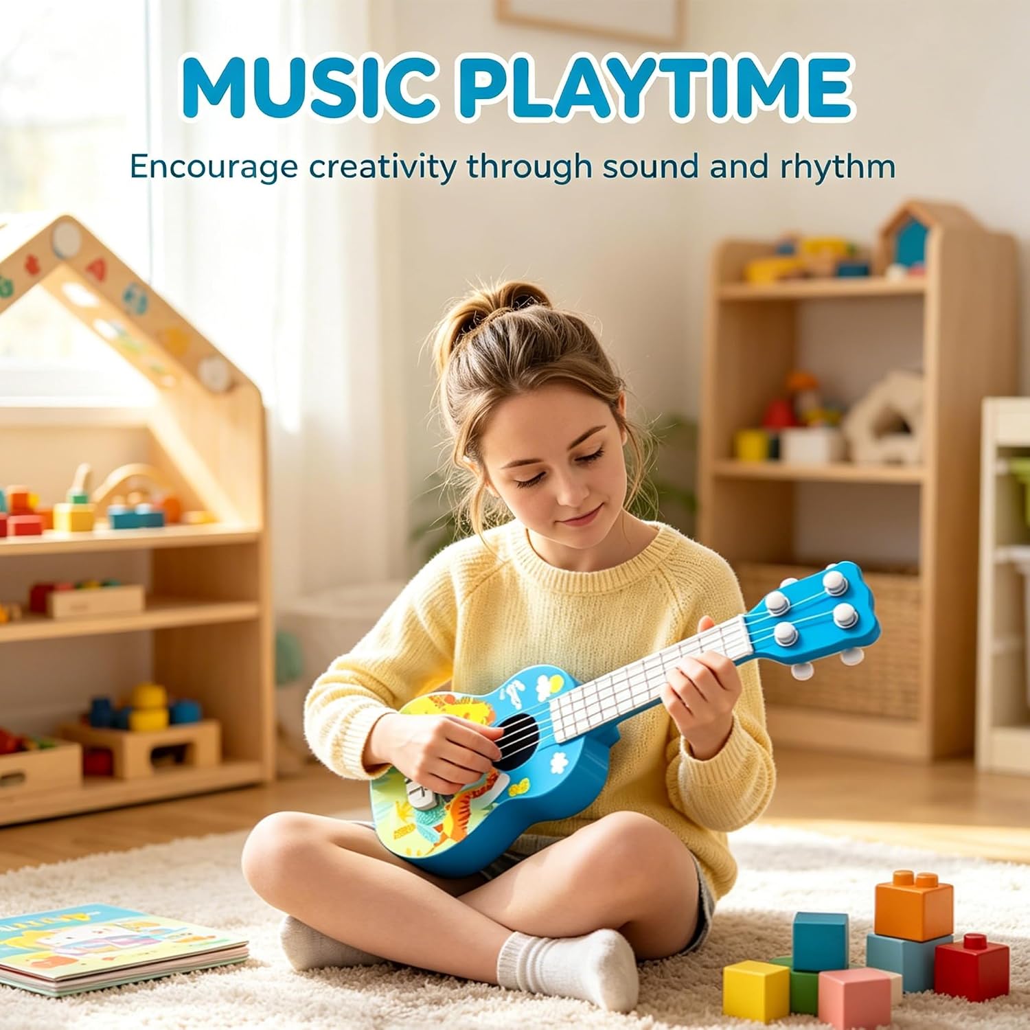 1-Piece Kids Guitar, Toy Guitar and Ukulele for Kids, Mini Musical Instrument for Practice and Display - Image 5