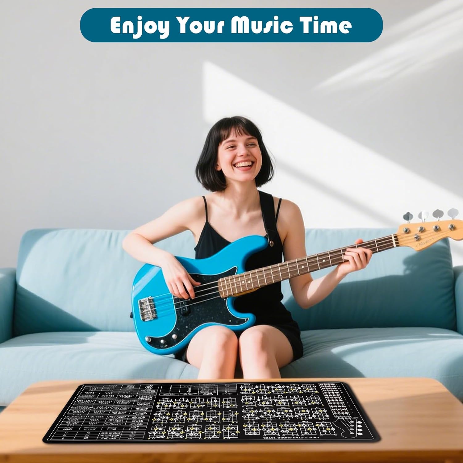 4 String Bass Guitar Practise Mat Theory Mat with Fretboard Notes Chord Notes Interval Knowledge Chord Formula Knowledge Theory for Bass Beginner Enthusiasts - Image 7