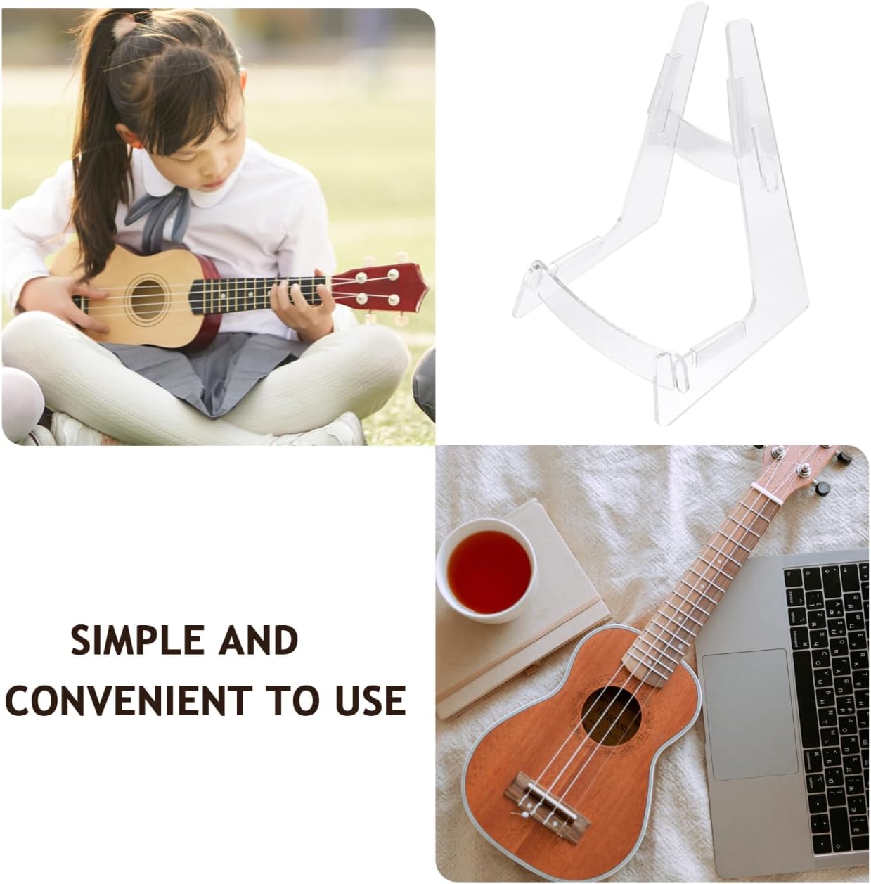 Sosoport Clear Acrylic Guitar Stand Guitar Display Stand for Electric Acoustic Bass and Ukulele Floor Storage Rack for Home Retail Shops and Music Display 1 Pack - Image 3